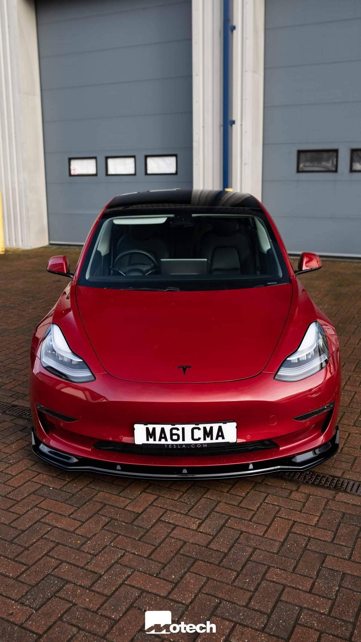 Gloss Black Competition Front Splitter for Tesla Model 3 by FORM (2018+) FORM Industries