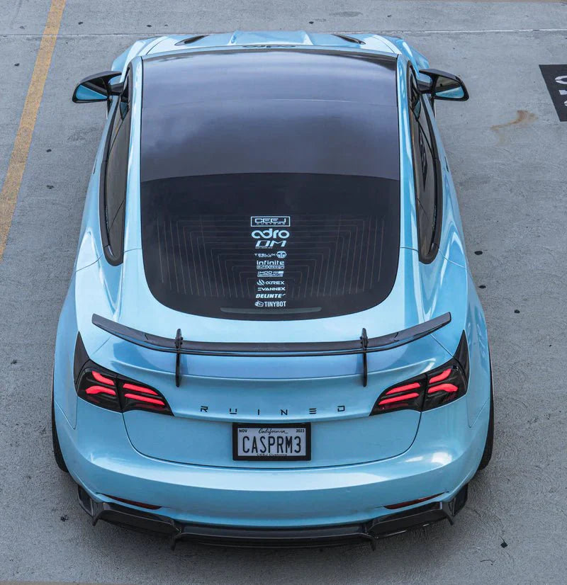 Tesla Model 3 Pre-Preg Carbon Fibre AT-S Swan Neck Rear Wing by Adro (2017+)