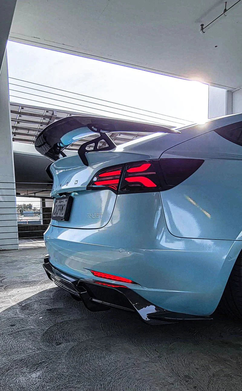 Tesla Model 3 Pre-Preg Carbon Fibre AT-S Swan Neck Rear Wing by Adro (2017+)