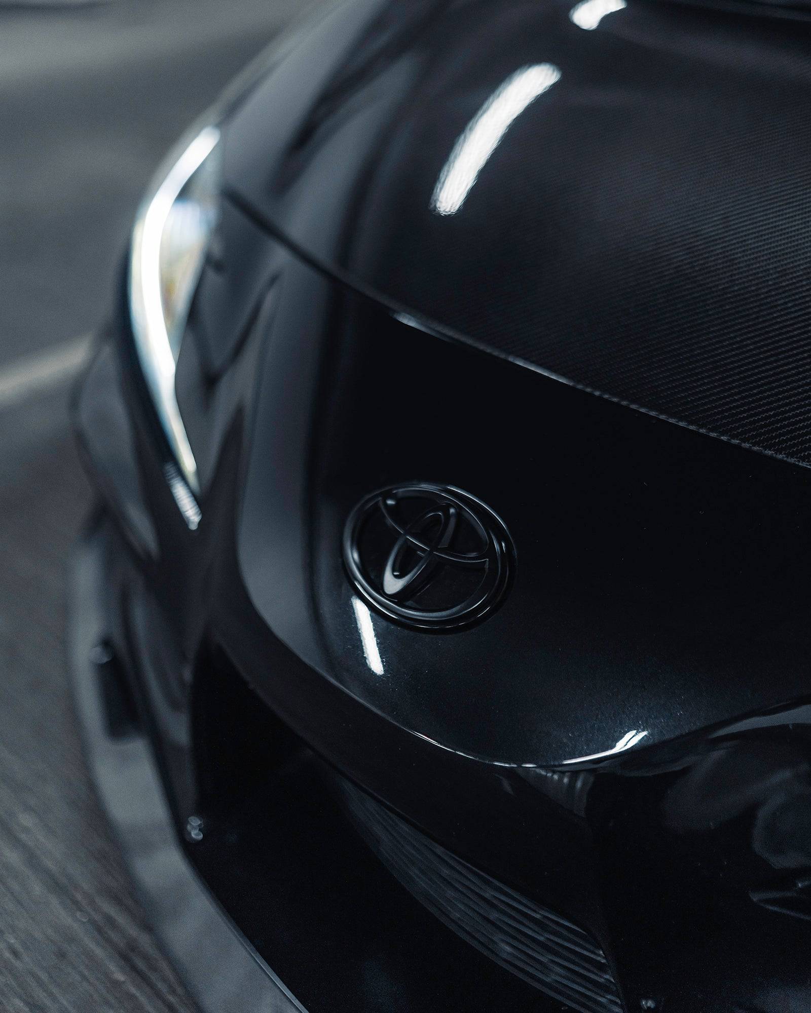 Toyota Supra A90 Mk5 Front & Rear Satin Black Emblem Badges by FORM (2019+) FORM Industries