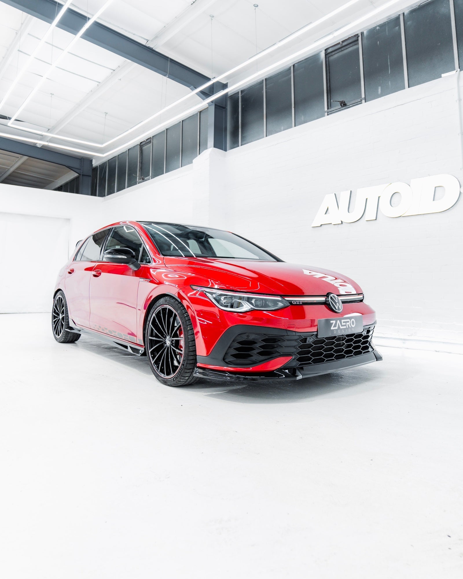 VW Golf GTI Clubsport Mk8 EVO-1 Gloss Black Front Splitter by ZAERO (2020+)