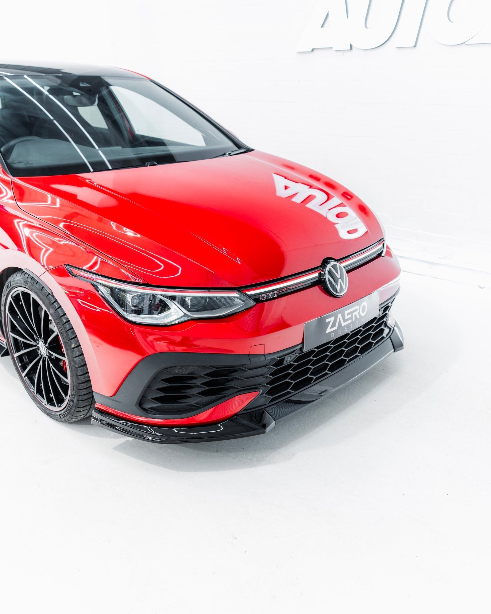 VW Golf GTI Clubsport Mk8 EVO-1 Gloss Black Front Splitter by ZAERO (2020+)