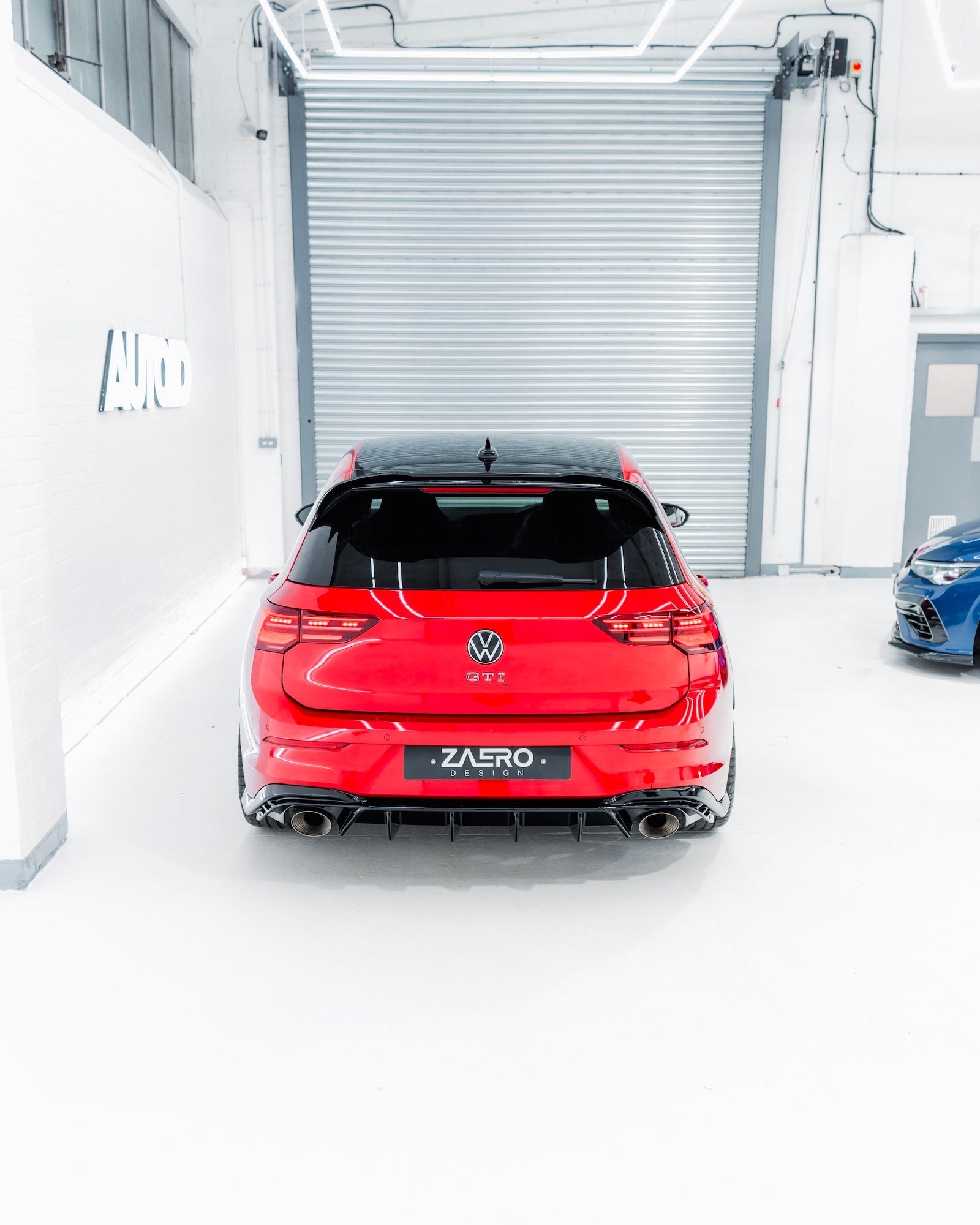 VW Golf GTI Clubsport Mk8 EVO-1 Gloss Black Rear Diffuser by ZAERO (2020+)