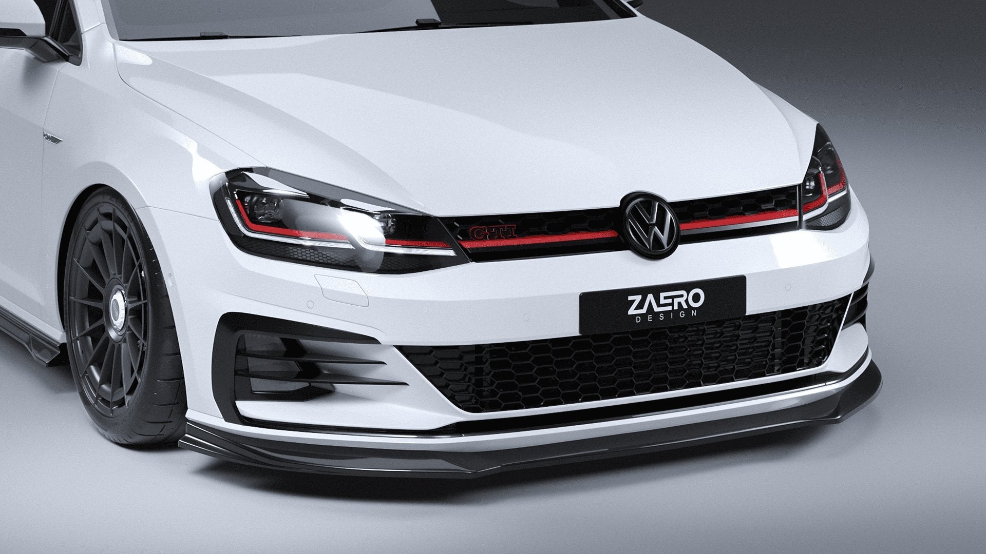 VW Golf GTI & Golf GTD Mk7.5 EVO-1 Gloss Black Front Splitter by ZAERO (2017-2020)