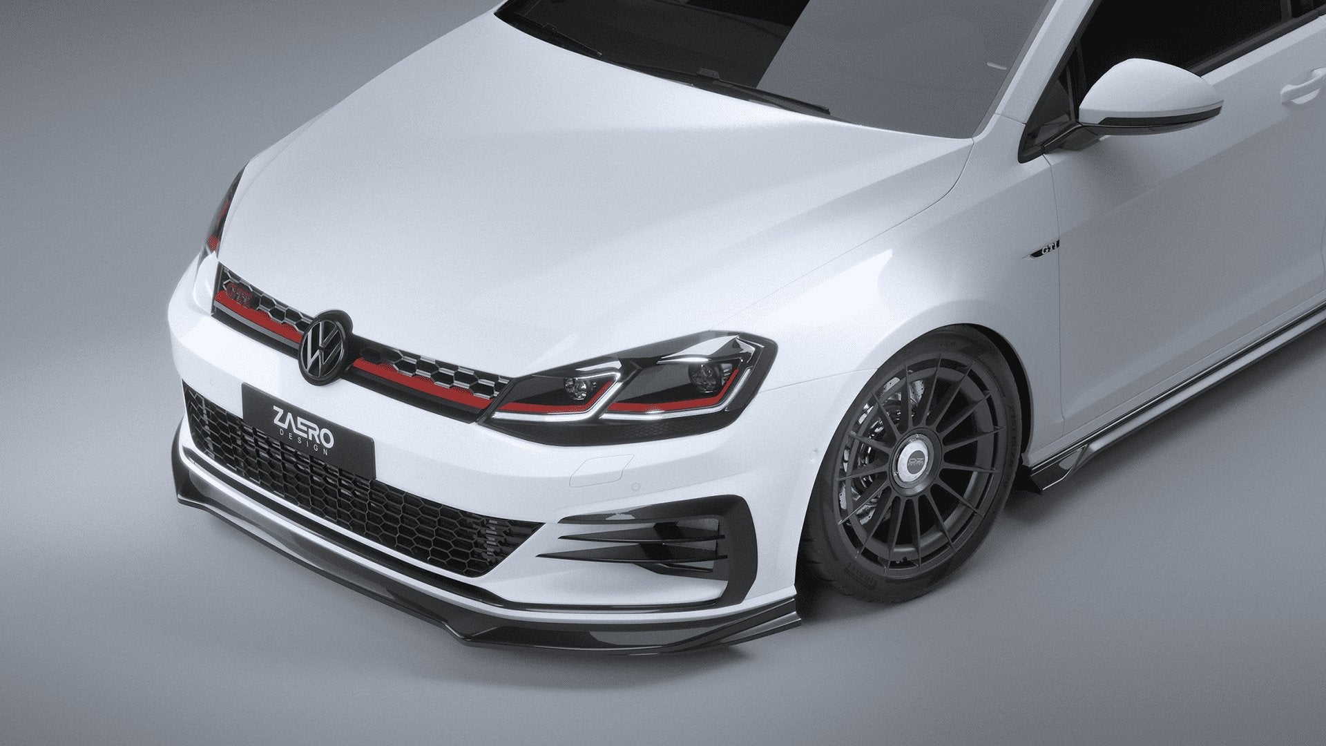 VW Golf GTI & Golf GTD Mk7.5 EVO-1 Gloss Black Front Splitter by ZAERO (2017-2020)