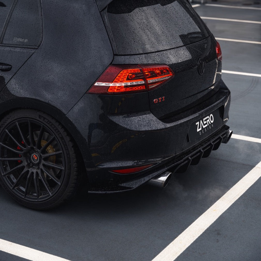 VW Golf GTI Mk7 EVO-1 Gloss Black Rear Diffuser by ZAERO (2013-2017)
