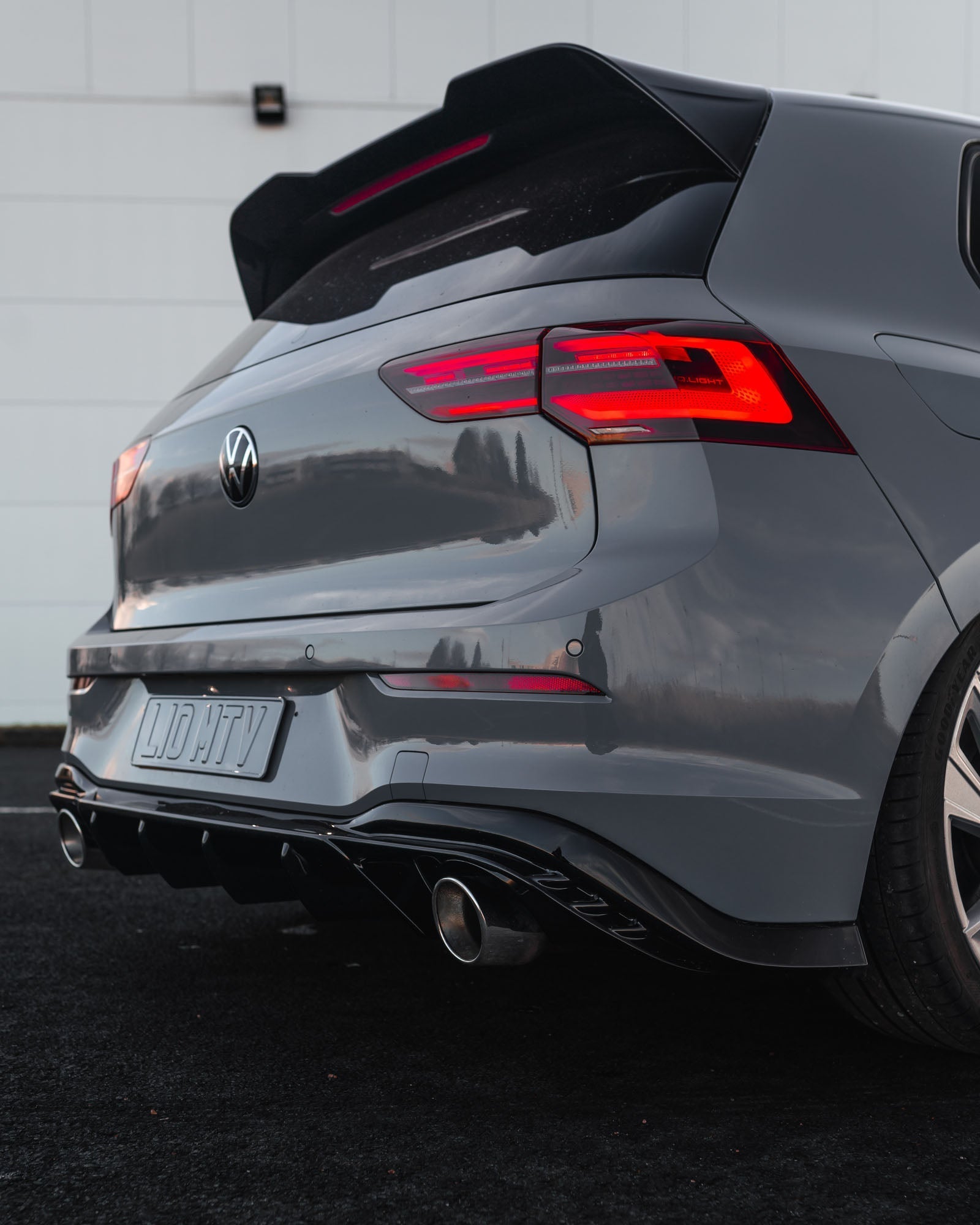 VW Golf GTI Mk8 & Mk8.5 EVO-1 Gloss Black Rear Diffuser by ZAERO (2020+)