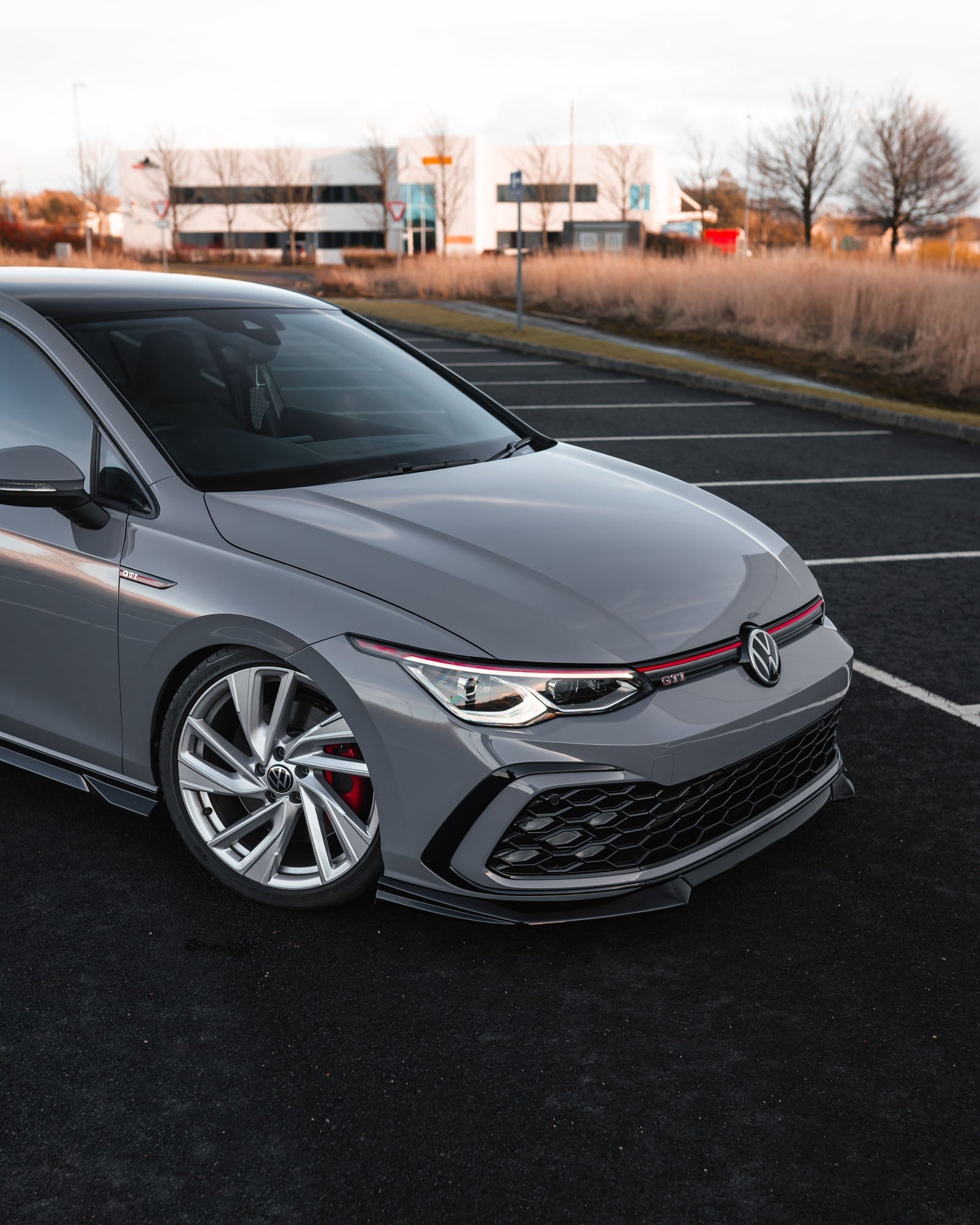 VW Golf R-Line & Golf GTI Mk8 EVO-1 Gloss Black Front Splitter by ZAERO (2020+)