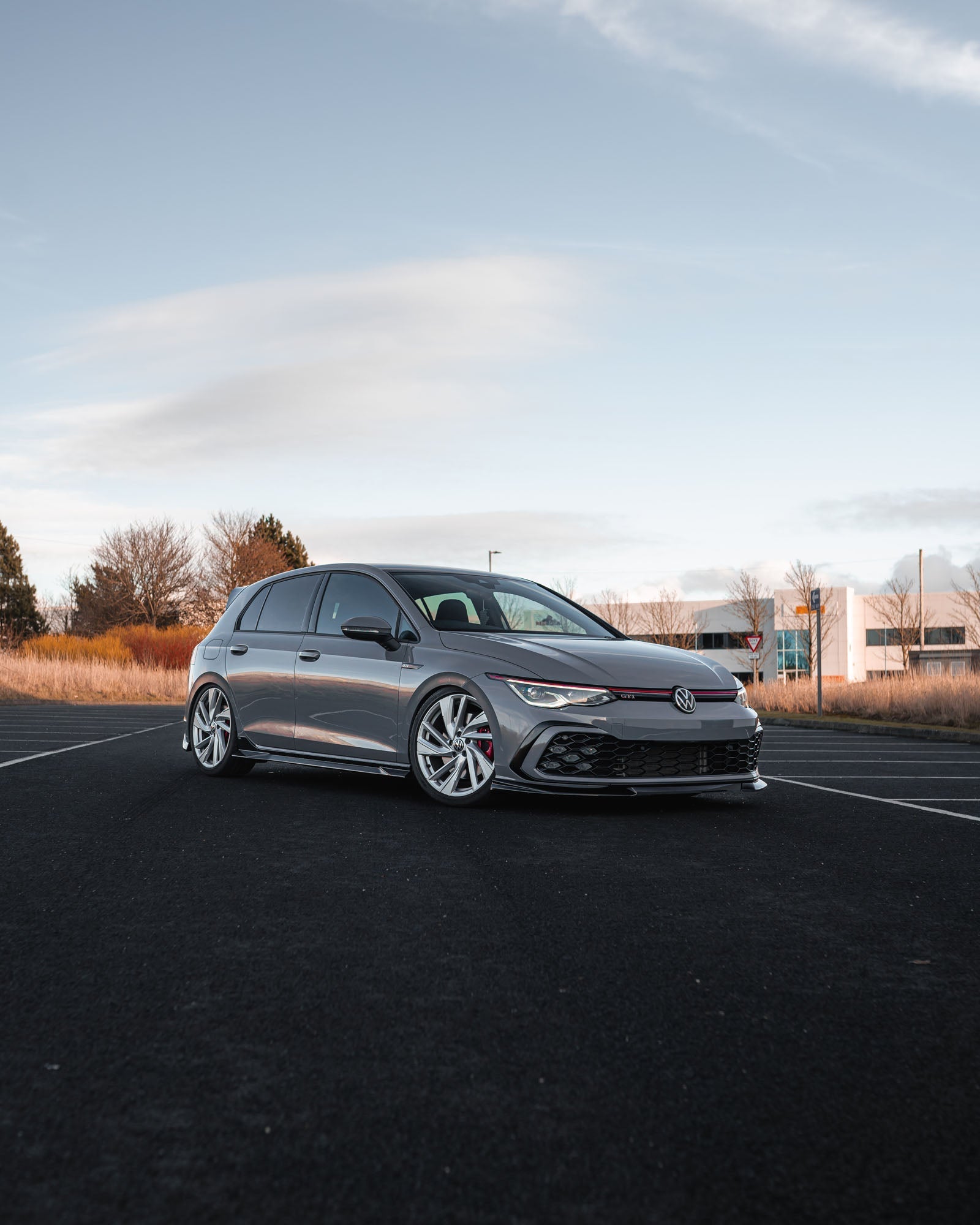 VW Golf R-Line & Golf GTI Mk8 EVO-1 Gloss Black Front Splitter by ZAERO (2020+)